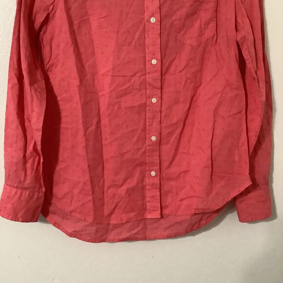 Gap Coral Polka Dot Lightweight Casual School Boyfriend Fit Button Down Shirt S - Picture 4 of 7